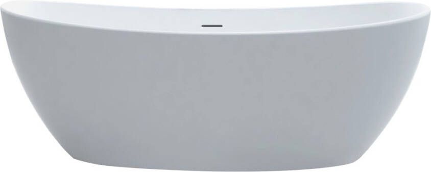 Douche Concurrent Ligbad Vrijstaand Solid Ovaal 85x180x65cm Solid Surface Mat Wit met Badwaste en Overloop - Foto 2