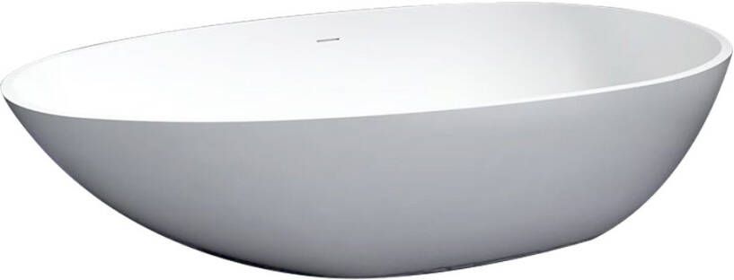 Douche Concurrent Ligbad Vrijstaand Solid Ovaal 90x180x60cm Solid Surface Glans Wit met Badwaste en Overloop