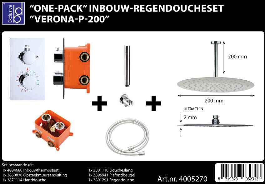 Best Design Regendoucheset Verona P200 Inbouw Met Inbouwbox Chroom - Foto 2