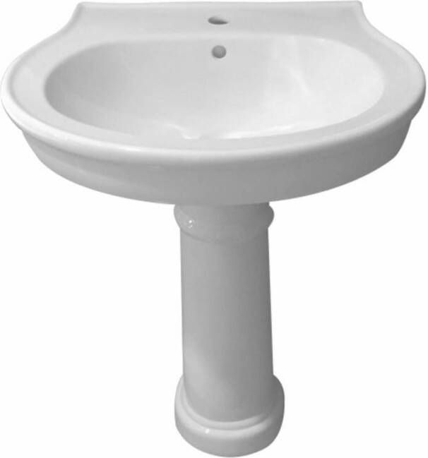 Best Design Nostal wastafel met zuil 63x51x83cm 1 kraangat keramiek zonder kraan glans wit 3862190