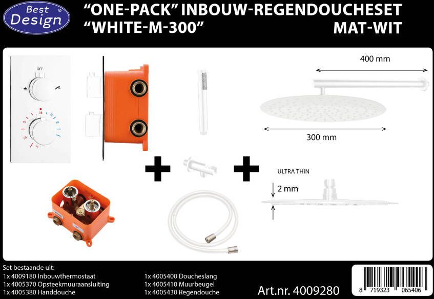 Best Design Regendoucheset White Rond Thermostatische Inbouwset Mat Wit - Foto 2