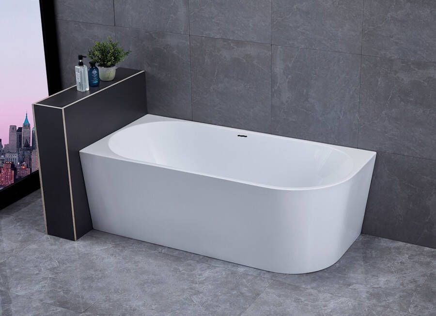 Blue Label Blu Rasmus half vrijstaand bad links 180x80 mat wit