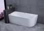 BLUE LABEL Rasmus back-to-wall bad; hoek links; acryl; chroom pop-up afvoer; vaste overloop; 180x80x58cm (LxBxH); glans wit. - Thumbnail 2