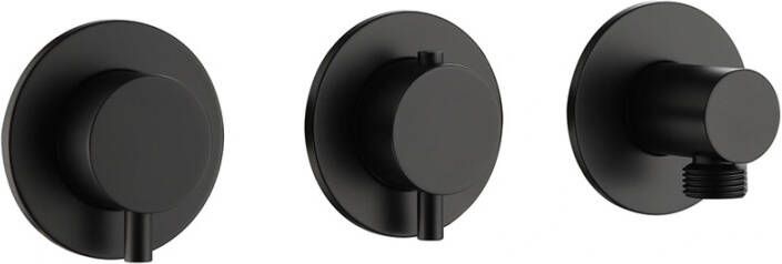 BLUE LABEL Brondby inbouwthermostaat met 3-weg omstelling inbouw + afbouwdeel ronde rozetten 1 2" aansluiting mat zwart FK-CA22-H-MB - Foto 2