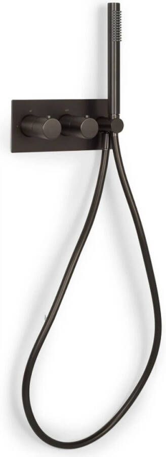 BLUE LABEL Brondby inbouw douchethermostaat met doucheslang en handdouche incl. inbouwdeel gun metal FK-003H-GM01