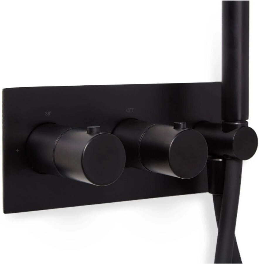 BLUE LABEL Brondby inbouw douchethermostaat met doucheslang en handdouche incl. inbouwdeel mat zwart FK-003H-MB01