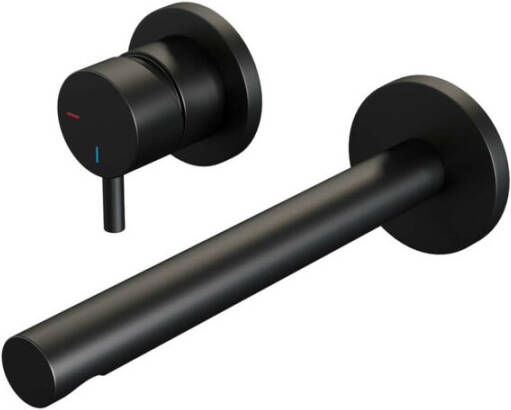Brauer Inbouw Wastafelmengkraan Black Edition Coldstart Rechte Uitloop Korte Ronde Hendel Links Mat Zwart Met Rozetten - Foto 2
