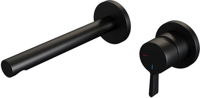 Brauer Black Edition Wastafelmengkraan inbouw rechte uitloop links hendel middel dik model E 1 mat zwart 5-S-004-S1-65 - Foto 2