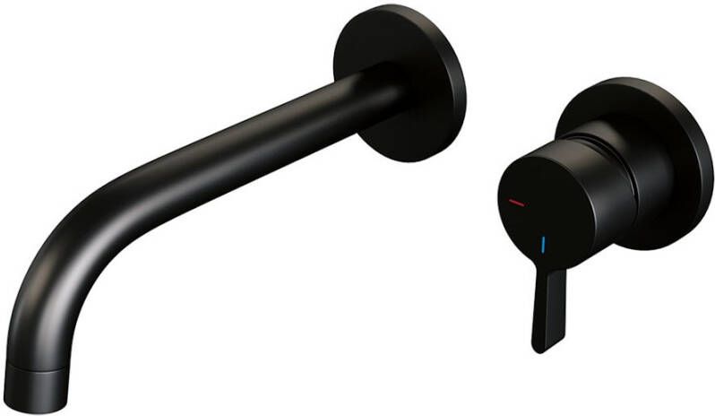 Brauer Black Edition Wastafelmengkraan inbouw gebogen uitloop links hendel middel dik model E 1 mat zwart 5-S-004-B1-65 - Foto 2