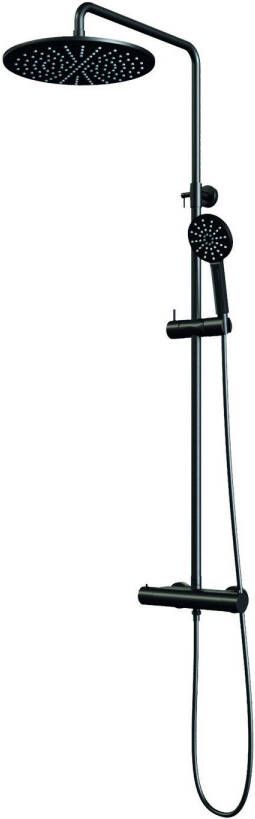 Brauer Black Edition Regendoucheset opbouw hoofddouche 30cm glijstang handdouche rond 3 standen gladde knoppen mat zwart 5-S-007-4 - Foto 4