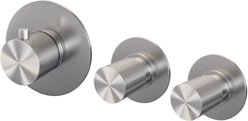 Brauer Brushed Carving inbouwthermostaat met inbouwdeel 3 carving knoppen PVD geborsteld RVS 5-NG-089 - Foto 2