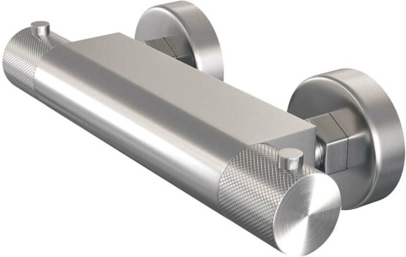 BRAUER Brushed Carving Thermostaatkraan opbouw 2 carving knoppen PVD geborsteld RVS 5-NG-086