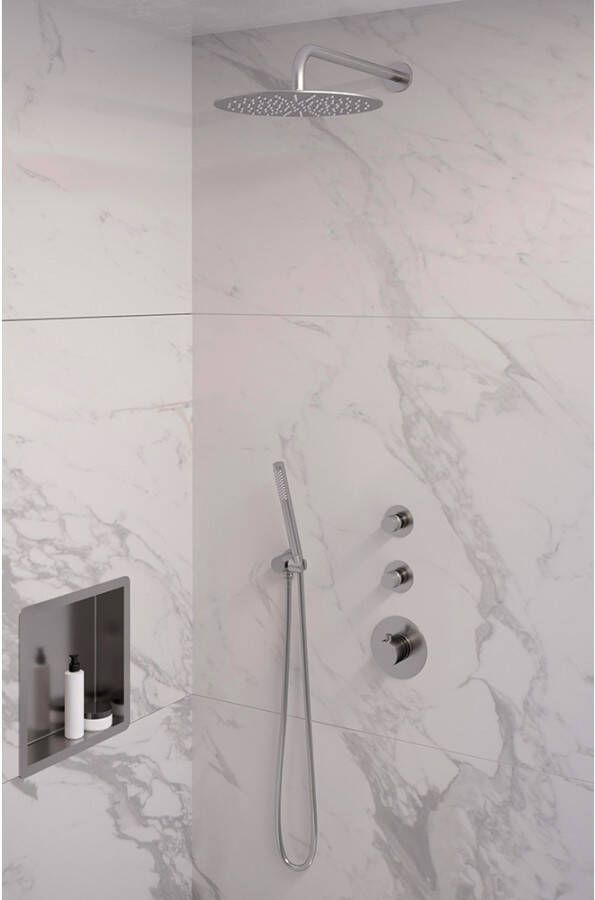 Brauer Brushed Edition doucheset gebogen muurbuis en staafhanddouche 30 nikkel