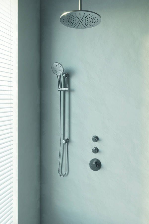 Brauer Brushed Edition Regendoucheset inbouw hoofddouche 30cm Wandarm glijstang met inbouwdeel Gladde knoppen handdouche Rond 3 standen PVD geborsteld RVS 5-NG-081 - Foto 11