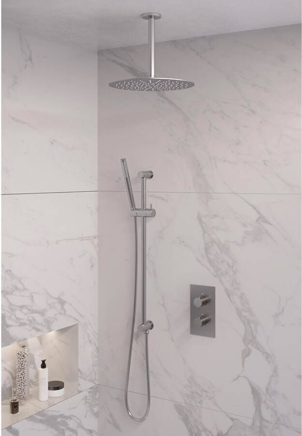 Brauer Brushed Edition doucheset glijstang en staafhanddouche 3-weg 30 nikkel