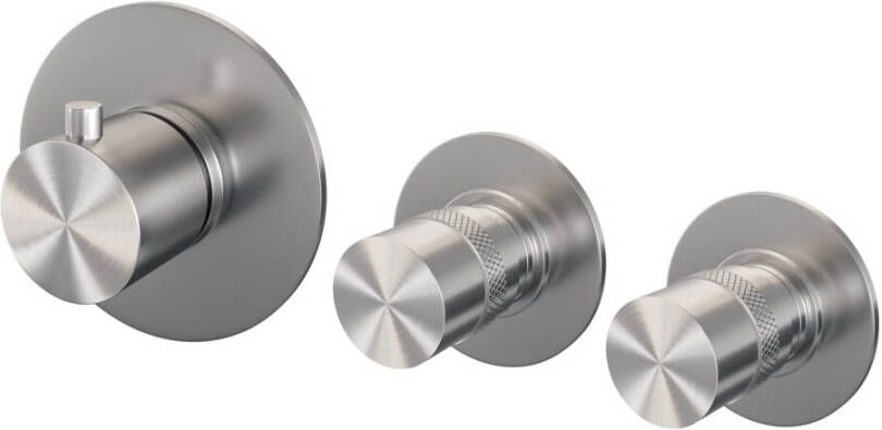 Brauer Brushed Edition inbouwthermostaat met inbouwdeel 3 gladde knoppen PVD geborsteld RVS 5-NG-088 - Foto 2