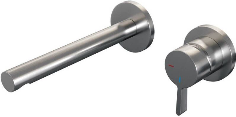 Brauer Brushed Edition Wastafelmengkraan inbouw rechte uitloop links hendel middel dik model E 1 PVD geborsteld RVS 5-NG-004-S1-65 - Foto 2