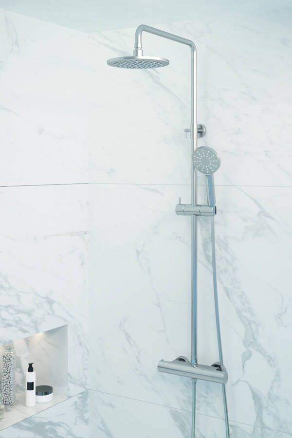 Brauer Brushed Edition Regendoucheset opbouw hoofddouche 30cm glijstang handdouche rond 3 standen gladde knoppen -PVD geborsteld RVS 5-NG-007-4 - Foto 2