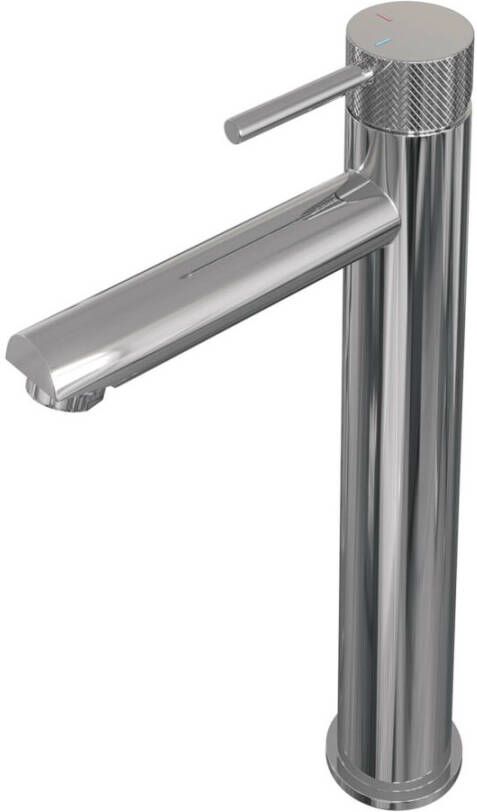 Brauer Chrome Carving verhoogde wastafelkraan met lange ronde handgreep en ColdStart chroom