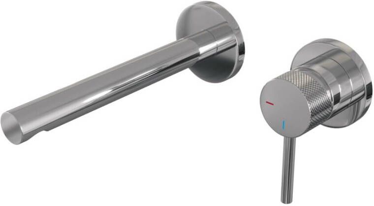 Brauer Chrome Carving Wastafelmengkraan inbouw rechte uitloop links hendel lang smal carving- model A 1 chroom 5-CE-004-S6-65