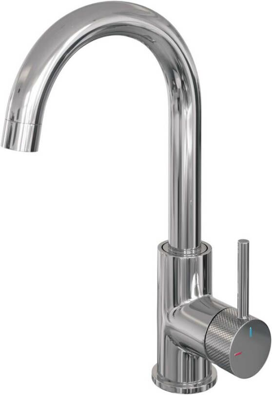 Brauer Wastafelkraan Chrome Carving Model A Opbouw Hoog Mengkraan Glans Chroom met Draaibare Ronde Uitloop