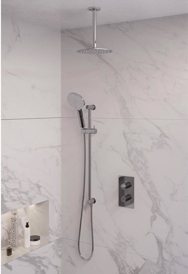 Brauer Chrome Edition doucheset glijstang en ronde handdouche 3-weg 20 chroom