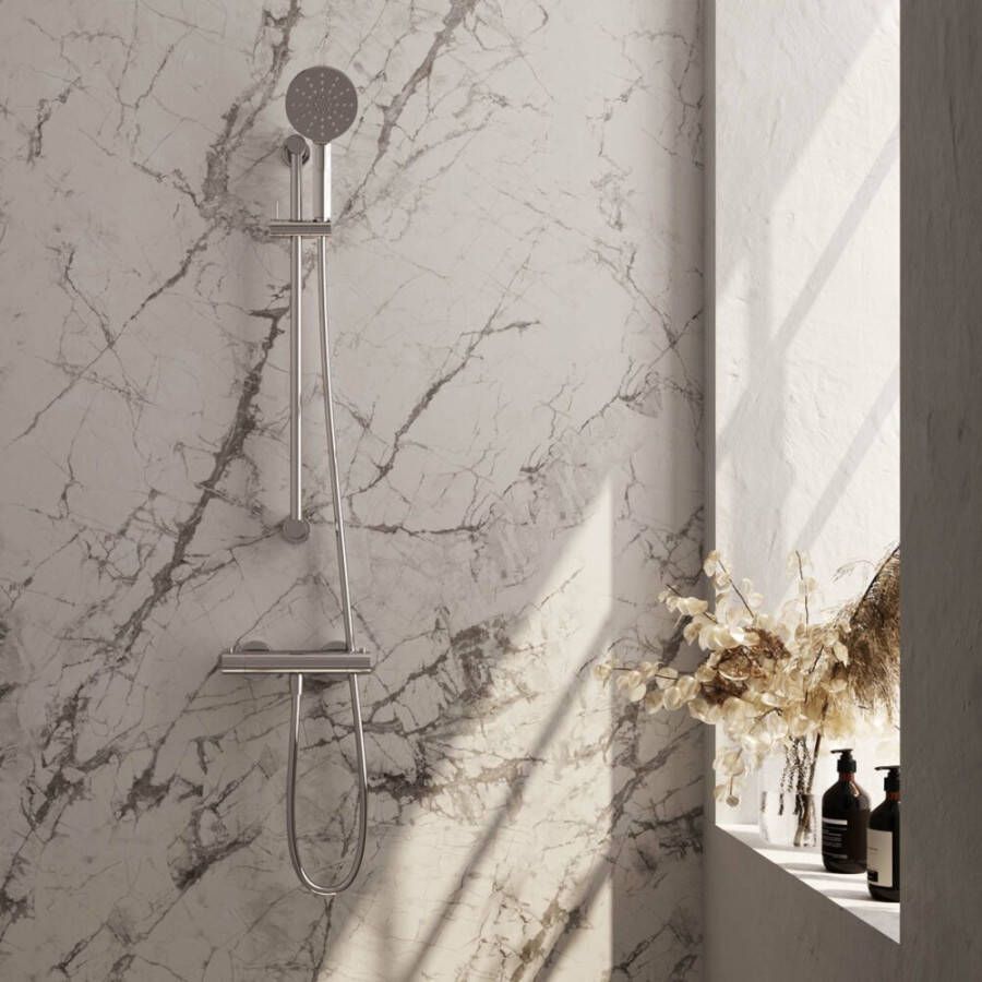 Brauer Chrome Edition Douchekraan opbouw glijstang 1 functie 2 gladde knoppen handdouche rond 3 standen chroom 5-CE-044-2 - Foto 2