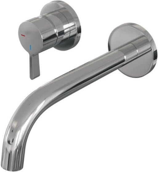 Brauer Chrome Edition Wastafelmengkraan inbouw gebogen uitloop rechts middel dikke gladde hendel model E2 chroom 5-CE-083-B1-65