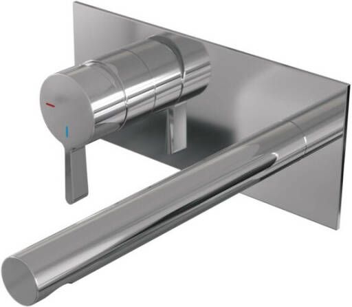 Brauer Inbouw Wastafelmengkraan Chrome Edition Coldstart Rechte Uitloop Halfronde Hendel Links Chroom PVD Met Afdekplaat - Foto 2