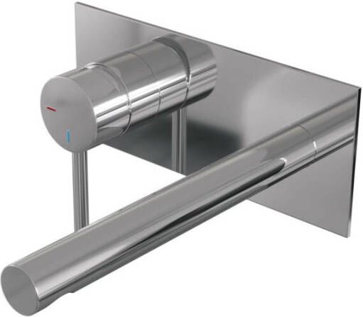 Brauer Inbouw Wastafelmengkraan Chrome Edition Coldstart Rechte Uitloop Ronde Hendel Links Chroom PVD Met Afdekplaat - Foto 2