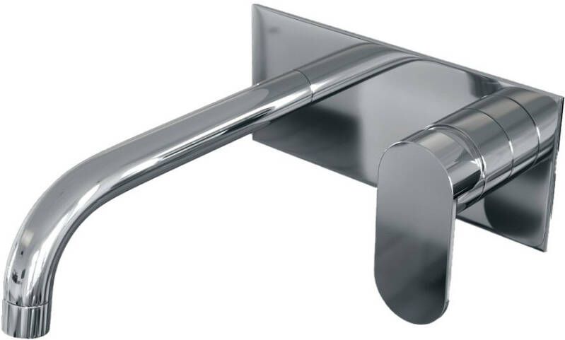 Brauer Chrome Edition Wastafelmengkraan inbouw gebogen uitloop links hendel breed plat afdekplaat model C 1 chroom 5-CE-004-B3 - Foto 3