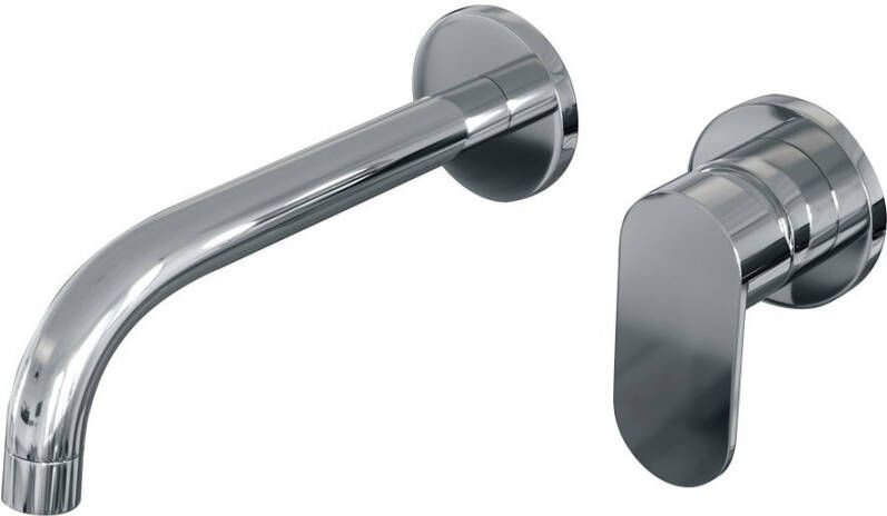 Brauer Chrome Edition Wastafelmengkraan inbouw gebogen uitloop links hendel breed plat model C 1 chroom 5-CE-004-B3-65