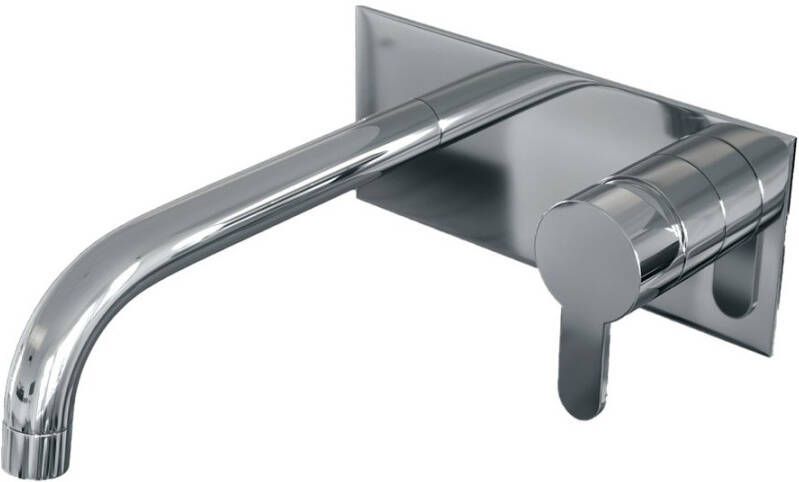 Brauer Chrome Edition Wastafelmengkraan inbouw gebogen uitloop links hendel plat smal afdekplaat model D 1 chroom 5-CE-004-B4 - Foto 2