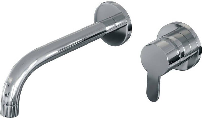 Brauer Inbouw Wastafelmengkraan Chrome Edition Coldstart Gebogen Uitloop Korte Platte Hendel Rechts Chroom Met Rozetten - Foto 2