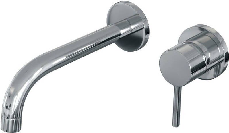 Brauer Inbouw Wastafelmengkraan Chrome Edition Coldstart Gebogen Uitloop Ronde Hendel Rechts Chroom PVD Met Rozetten - Foto 3