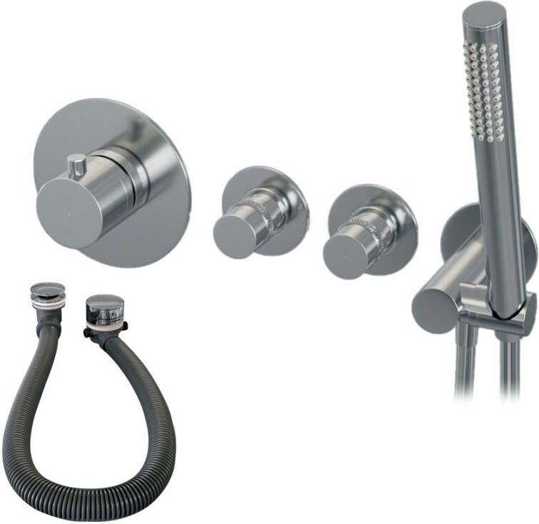 Brauer Chrome Edition thermostatische inbouw badkraan SET 01 met badvulcombinatie handdouche en doucheslang chroom - Foto 3