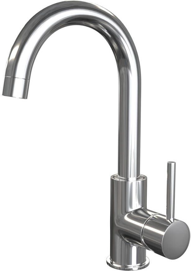 Brauer Chrome Edition Wastafelmengkraan opbouw hoog draaibaar ronde uitloop model a chroom 5-CE-003