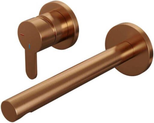 Brauer Copper Edition Wastafelmengkraan inbouw rechte uitloop rechts smalle platte gladde hendel model D2 PVD geborsteld koper 5-GK-083-S4-65 - Foto 3