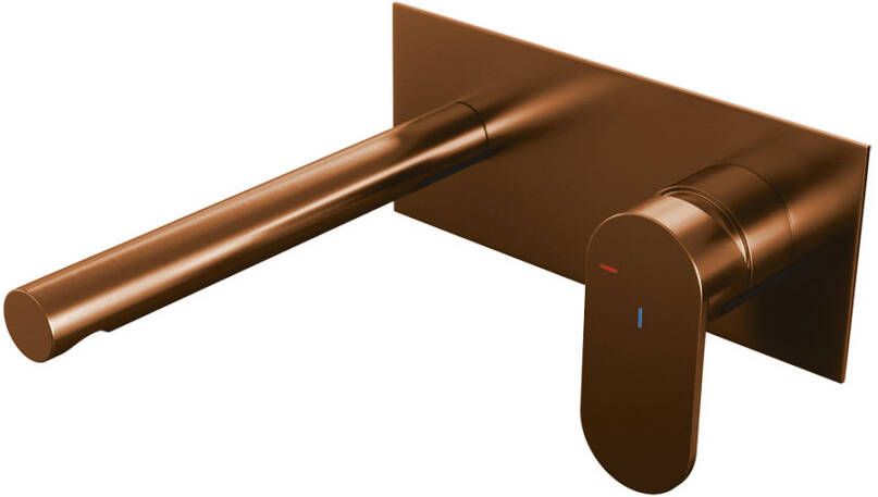 Brauer Copper Edition Wastafelmengkraan inbouw rechte uitloop links hendel breed plat afdekplaat model C 1 PVD geborsteld koper 5-GK-004-S3 - Foto 2