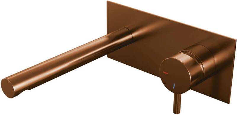 Brauer Copper Edition Wastafelmengkraan inbouw rechte uitloop links korte smalle gladde hendel afdekplaat model B 1 PVD geborsteld koper 5-GK-004-S5 - Foto 2