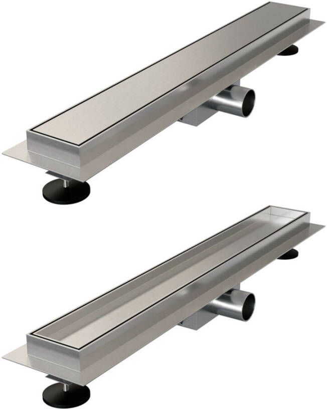 Brauer Douchegoot 200x7x6.7cm ondiepe vloerflens zijuitloop tegelinlegrooster omkeerbaar RVS DR-MRF200NG - Foto 6