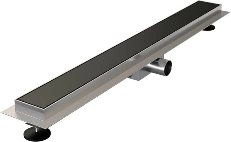 Brauer Douchegoot 70x7.5cm vloerflens tegelinlegrooster omkeerbaar RVS zwart mat DR-MRF70S - Foto 2