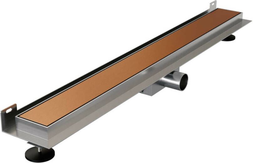 Brauer Douchegoot Geborsteld Koper Muur Montage Inclusief Vloerflens 80x7 cm Zero Tegelinlegrooster Omkeerbaar - Foto 2