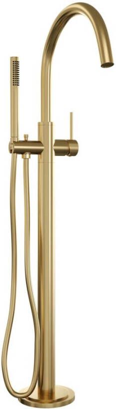 Brauer Badkraan Vrijstaand Gold Carving Set 01 Mengkraan Rond Geborsteld Goud PVD 1 Greeps met Staafhanddouche - Foto 2