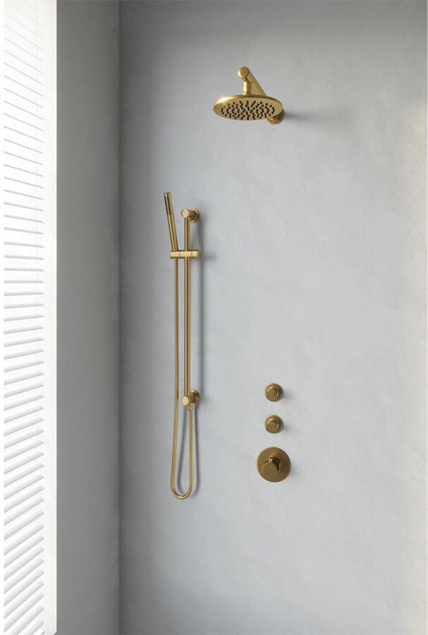 Brauer Gold Edition doucheset glijstang rechte muurbuis en staafhanddouche 20 goud
