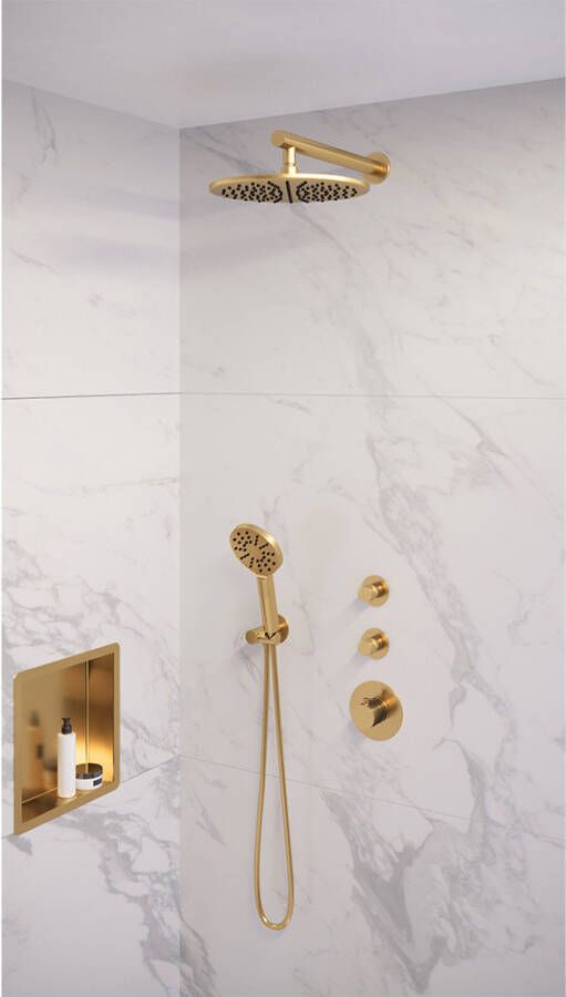 Brauer Gold Edition doucheset rechte muurbuis en ronde handdouche 30 goud