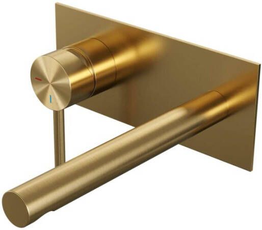 Brauer kranen Brauer Gold Edition inbouw wastafelkraan met rechte uitloop en ronde staaf 20x9 goud