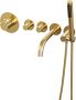 Brauer Gold Edition Badkraan Inbouw douchegarnituur 20cm uitloop met inbouwdeel 3 gladde knoppen handdouche rond 3 standen PVD geborsteld goud 5-GG-023 - Thumbnail 4