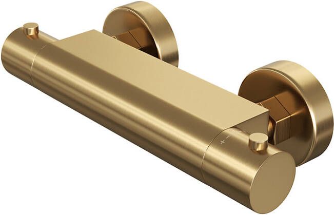 Brauer Douchekraan Gold Edition 15cm Hartafstand Thermostatisch Opbouw Rond Geborsteld Goud PVD 2 Greeps - Foto 2