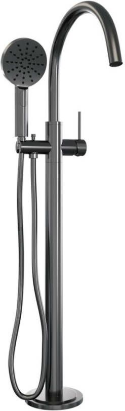 Brauer Badkraan Vrijstaand Gunmetal Carving Set 02 Mengkraan Rond Geborsteld Gunmetal PVD 1 Greeps met Handdouche 3 Standen - Foto 2